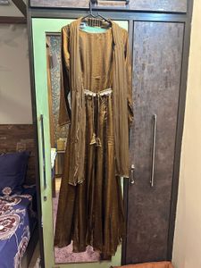 Lavanya Chocolate Brown Silk Long Dress &amp; Dupata