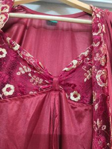 Silky Maroon Nightgown