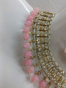 Elegant Pink Beaded Necklace Set