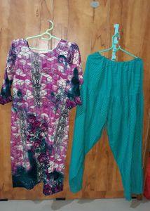 Pakistani Kurti With Patyala Pant Set