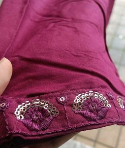 Maroon Embroidered Kurti With Pant.