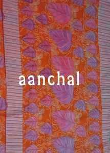 Casual Orange Saree With Pretty Prints And Light Weight Used Just 1/2 Times, So Fall And Pico Is Done.