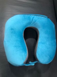 Blue Grey Travel Neck Pillow with memory foam