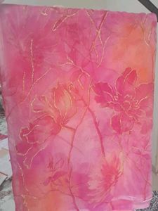 Elegant Pink Floral  Jari Saree