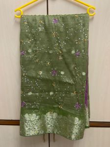 Partywear Saree With Tailormade Blouse