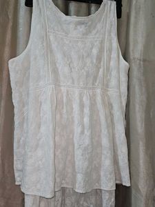 White Embroidered Tank Top