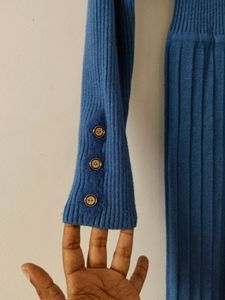 Blue Knit Midi Dress