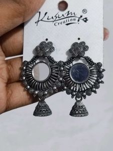 Oxidised Jhumka Set