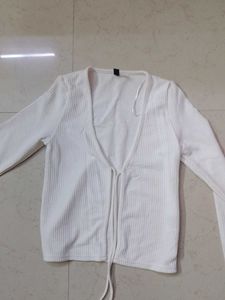 H&amp;M Tie Up White Top
