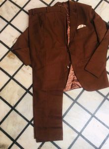 Vintage Brown Suit with Floral Vest Pant Coat