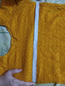 Mustard Yellow Embroidered Kurti