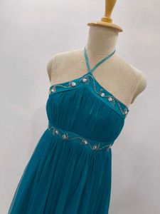 Elegant Teal Halter Maxi Dress