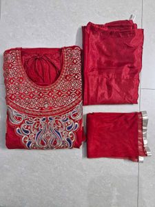 Red Anarkali Suit Set With Dupatta