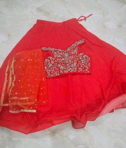 🔥 Carrot colour off shoulder lahenga 🔥