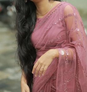 Blush Pink Sequin Saree