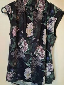 Floral Print Cowl Neck Top