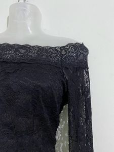 Black Lace Off Shoulder Top