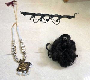 Necklace, Hairband & Hair Extension Set