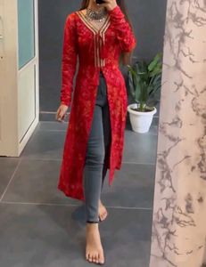 Red Bandhani Print Tunic
