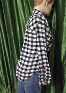 women's black check regular shirt