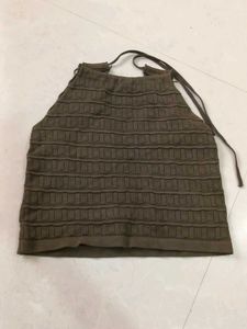 Textured Olive Halter Top