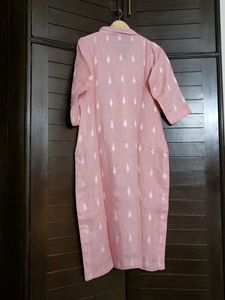 Pink Embroidered Cotton Lace Collar Kurta Pant