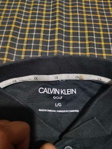 Calvin Klein Golf Tshirt For Men Black Size L
