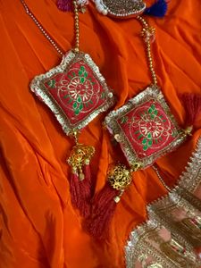 Orange 7 meter gher lehenga //size M To XXL