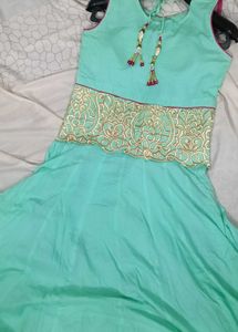 Aqua Embroidered Anarkali Suit