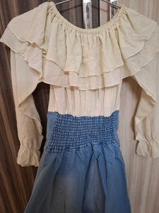 White And Denim Dress
