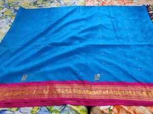Blue And Pink kanchipuram silk Saree