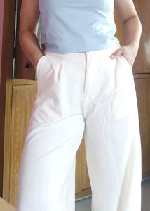 Cream Wide Leg Trousers