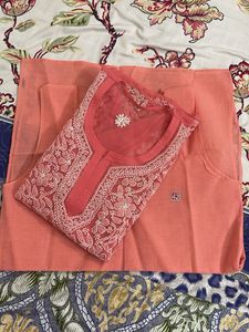 Pinkish Peach Embroidered Kurta