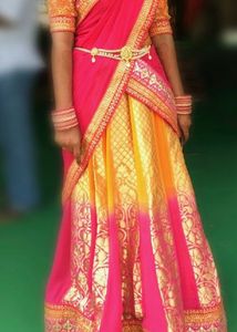 Pink & Gold Half Saree