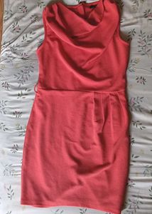 Coral Cowl Neck Dress