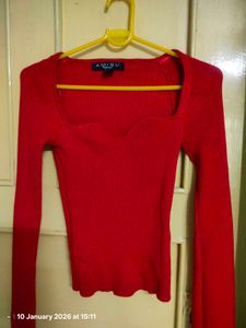Red Shimmer long Sleeve Top