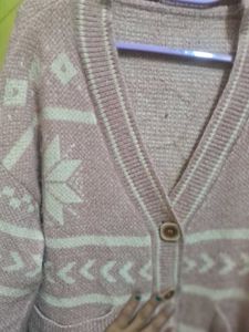 Vintage Pink Patterned Cardigan