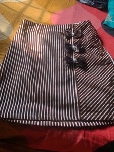 Striped Mini Skirt with Bows