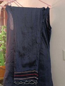 Embroidered Blue Top with jacket and bottom