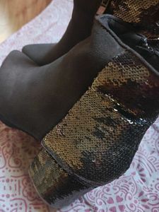 Ajio Stylish Ankle Boots with Sequin Detail