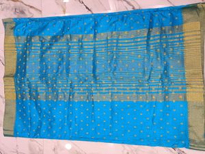 Blue Polka Dot Saree