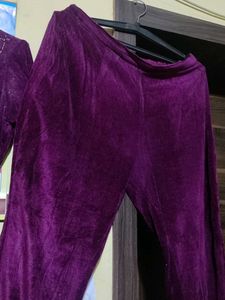 Elegant Purple velvet Kurta Set