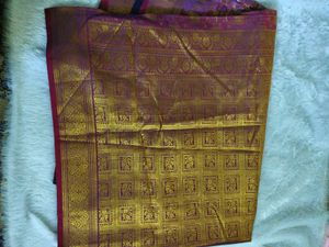 Purple &amp; Gold Woven Saree