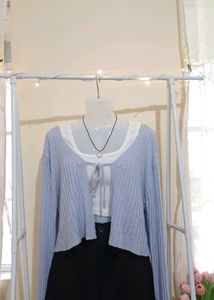 Light Blue Tie Knot Cardigan