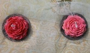 Rose Flower 2 Candles Handmade With Stand