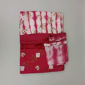 Pink Embroidered Dress Material undtitched