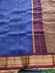 Blue And Brown Silk Saree