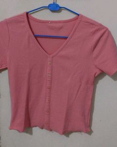 Dressberry Pink Ribbed Top