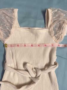 Ribbed Romper with Sheer Sleeves