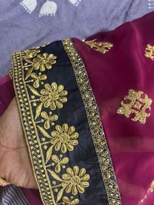 Elegant Maroon Embroidered Saree